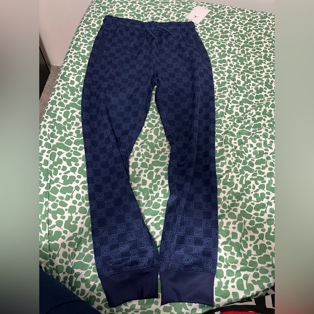 Jordan Navy Blue Athletic Joggers with Red Logo